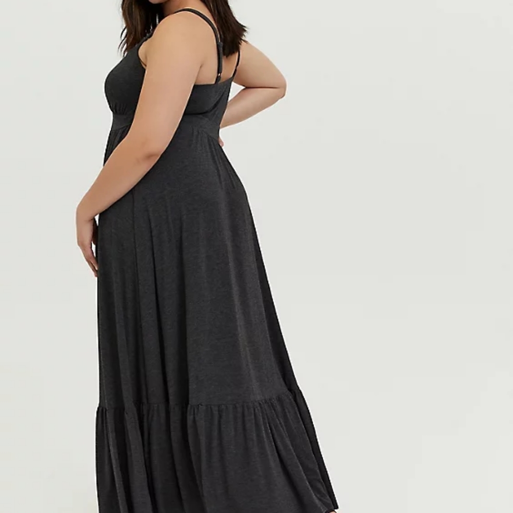 - Charcoal grey jersey maxi dress sz 2